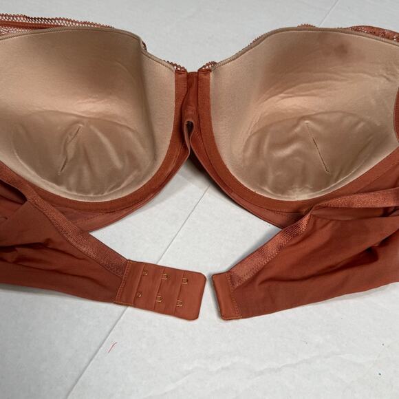 ThirdLove Graphic Lace Plunge Underwire Foam Molded Cups Bra Clay Rust Women 40D - Picture 9 of 11